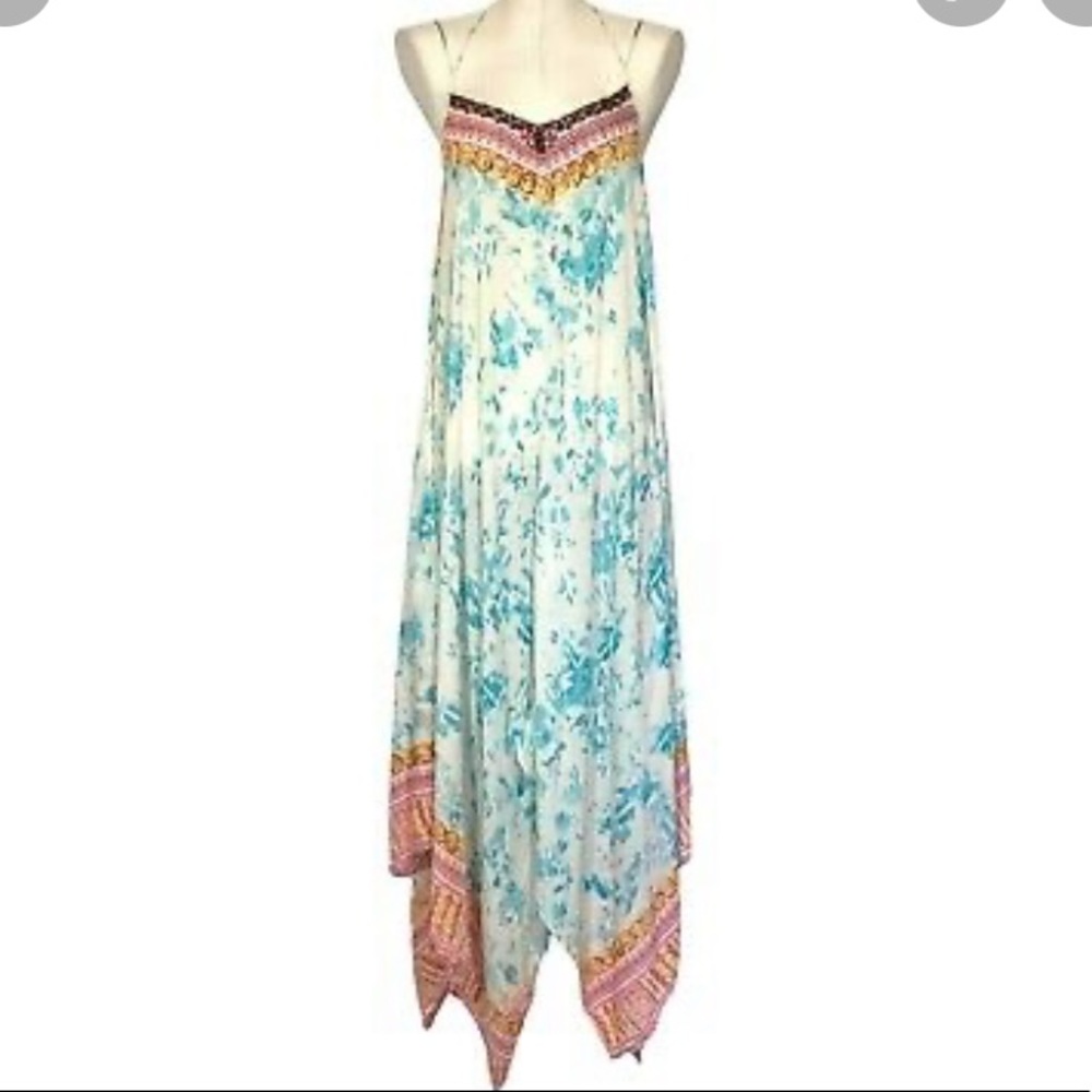 RARE Free People beaded tie dye dress